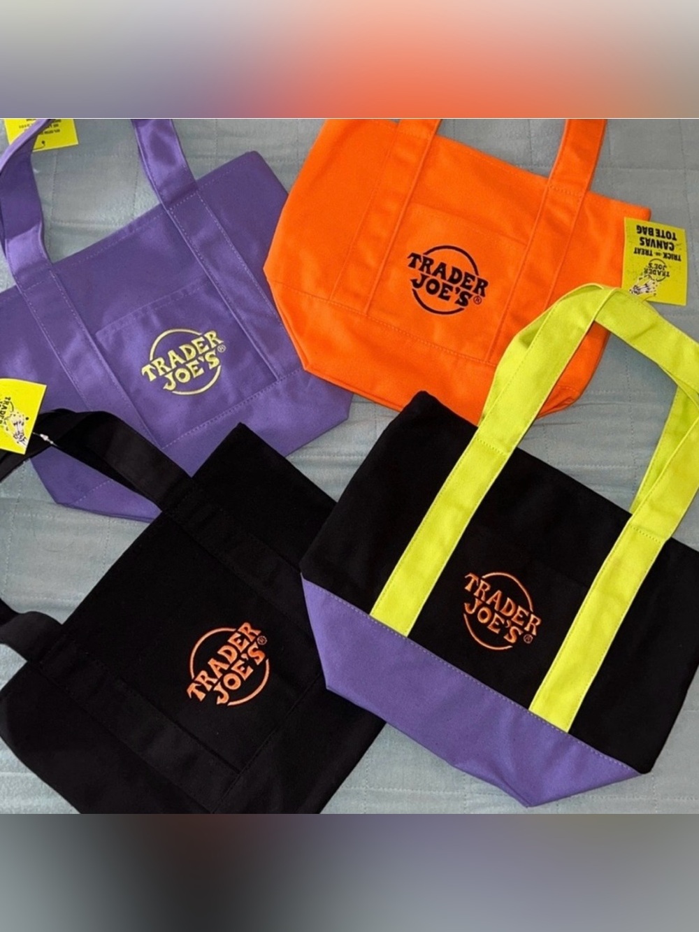 Trader Joe's Mini Totes. Halloween Colors. NWT set of 4